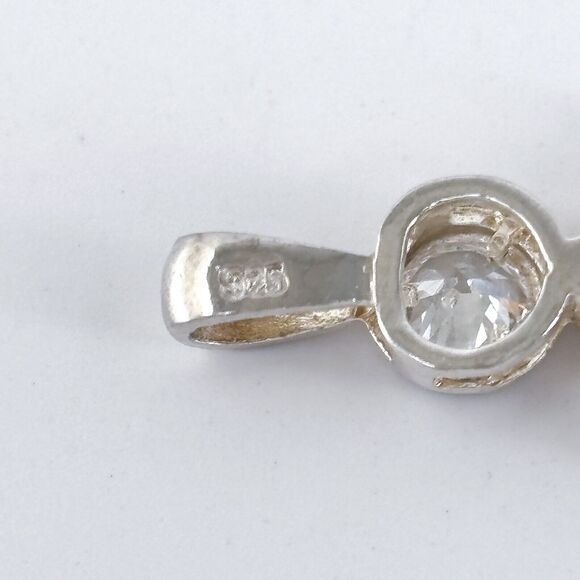 Vintage Sterling Silver 925 Ruby and Cubic Zirconia Girl Pendant - Picture 5 of 7